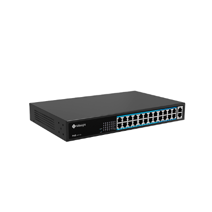 Billede af Milesight PoE switch, 24 x PoE, 2 x gigabit uplink, 400w