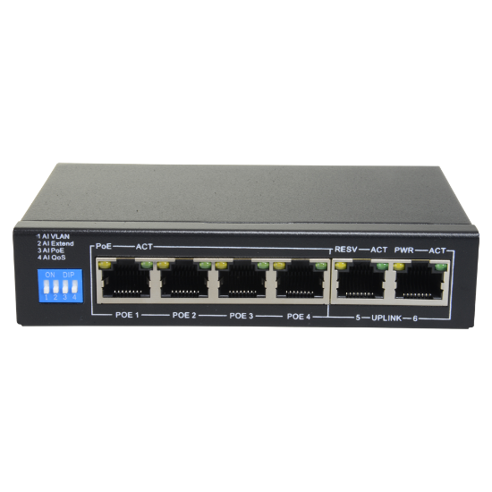 Billede af Safire PoE Switch, 60W, 4x PoE + 2x Uplink