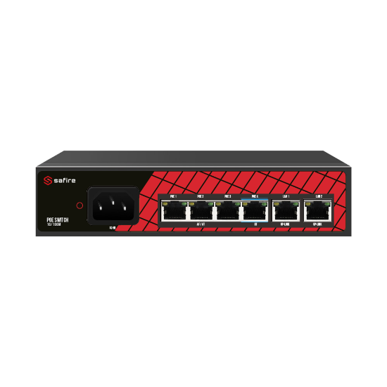 Billede af Safire PoE Switch 60W, 3x 30W PoE & 1x 60W PoE & 2x Uplink, WatchDog