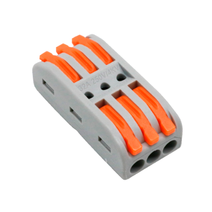 Billede af Safire hurtig connector, 3 ind/3 ud, 600V 32A, 28 ~ 12AWG, 10 stk.