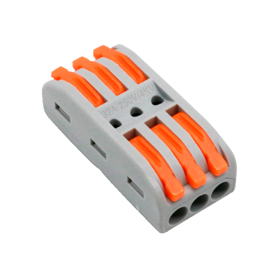 Billede af Safire hurtig connector, 3 ind/3 ud, 600V 32A, 28 ~ 12AWG, 10 stk.