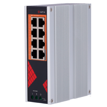 Billede af Safire PoE Switch 130W, 6 x 30W PoE+ (1000Mbps) + 2 x 60W HiPoE (1000Mbps), WatchDog, DIN