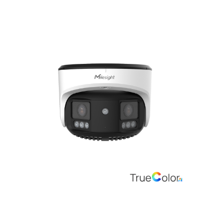 Billede af Milesight AI TrueColor Dome Dual-lens panorama IP-kamera, 2x4.0MP, 4mm, FOV 180°, 30m IR + White LED, IP67/IK10, hvid.