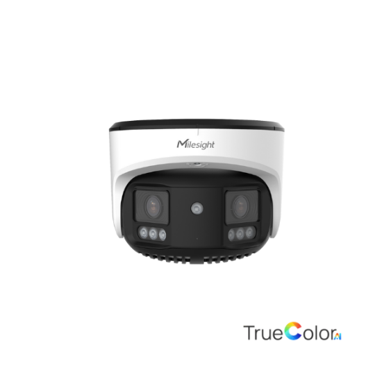 Billede af Milesight AI TrueColor Dome Dual-lens panorama IP-kamera, 2x4.0MP, 4mm, FOV 180°, 30m IR + White LED, IP67/IK10, hvid.