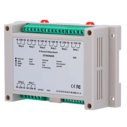 Billede af Relæmodul 8 in / 8 out, LAN + Wifi. Webserver. Modbus/TCP, TCP/IP, UDP, HTTP, DHCP, MQTT. 12v dc/1a