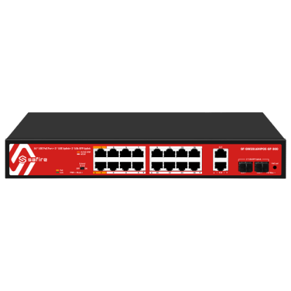 Billede af Safire PoE Switch Gigabit 240W, 14x 30W PoE+  & 2x 60W PoE  & 2x Uplink & 2x SFP, WatchDog