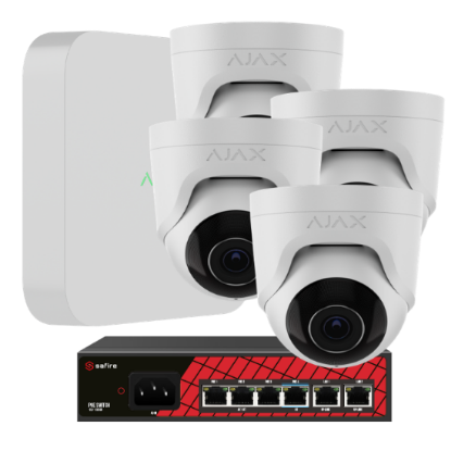 Billede af Ajax videopakke, 4 stk TurretCam Hvid, 5MP, 8 kanals NVR, 1Tb, PoE switch