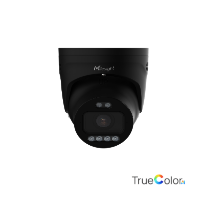 Billede af Milesight Q-serie AI TrueColor Turret IP-kamera, 4.0MP 1/1,8", 2,8-12mm, FOV 112-47°, 60m IR + 60m White LED, I/O, IP67/IK10, sort.