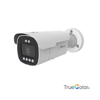 Billede af Milesight Q-serie AI TrueColor Bullet zoom IP-kamera, 4.0MP 1/1,8", 2,8-13,5mm, FOV 112-47°, 60m IR + 60m White LED, I/O, IP67/IK10, hvid.