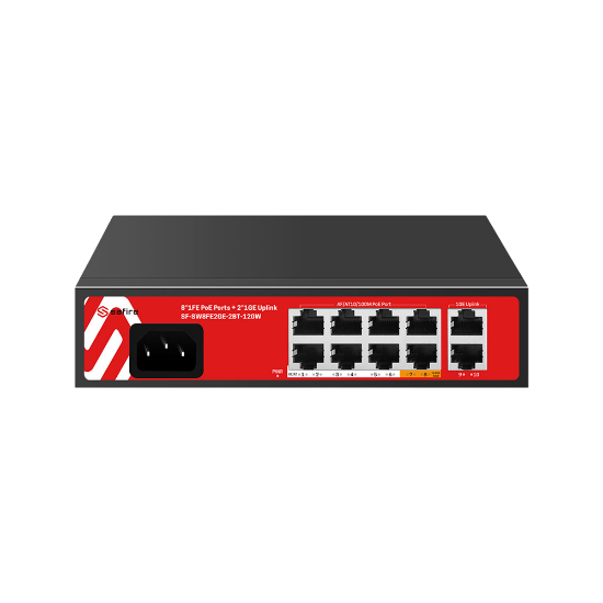 Billede af Safire PoE Switch 120W, 6x 30W PoE (100Mbps) & 2x 60W PoE (100Mbps) & 2x Uplink (1000Mbps), WatchDog