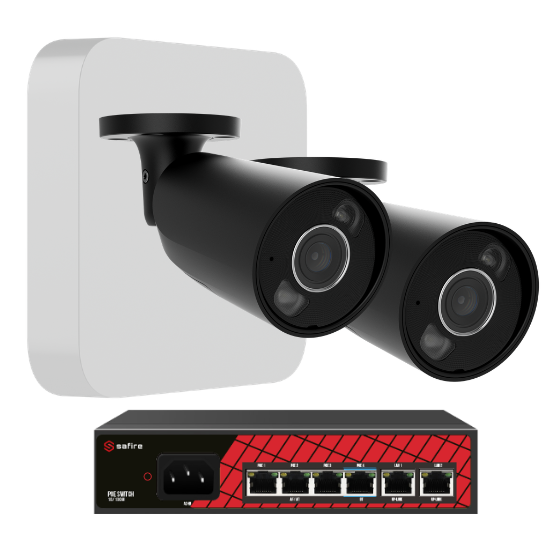 Billede af Ajax videopakke, 2 stk BulletCam Sort, 5MP, 8 kanals NVR, 1Tb, PoE switch