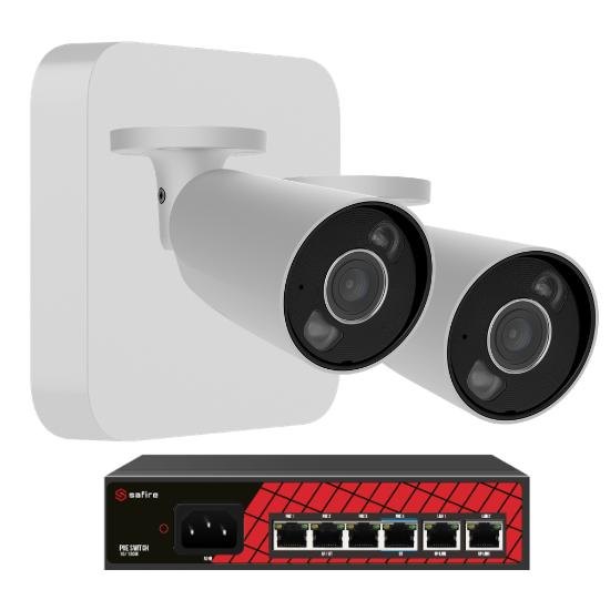 Billede af Ajax videopakke, 2 stk BulletCam Hvid, 5MP, 8 kanals NVR, 1Tb, PoE switch