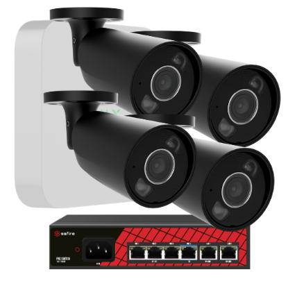 Billede af Ajax videopakke, 4 stk BulletCam Sort, 5MP, 8 kanals NVR, 1Tb, PoE switch